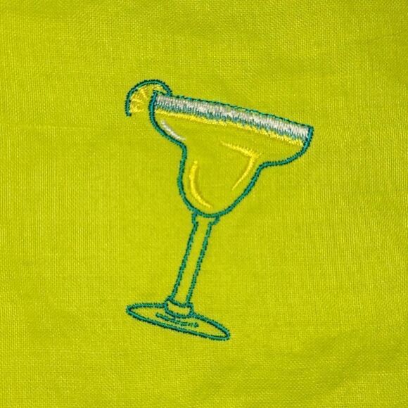 🔹️Casey Coleman Lime Embroider Margaritas Button Linen Top Medium - Picture 9 of 11